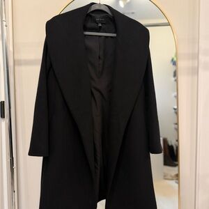 Ann Taylor Black Belted Shawl Collar Wool Wrap Coat